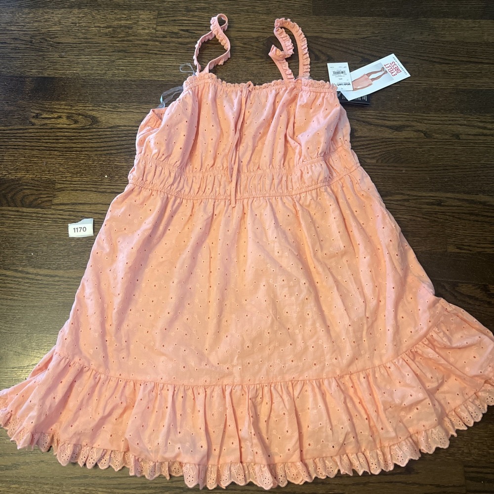NWT Celebrity Women's Peach Spaghettit Strap Eyelet Babydoll Dress, Size XXL